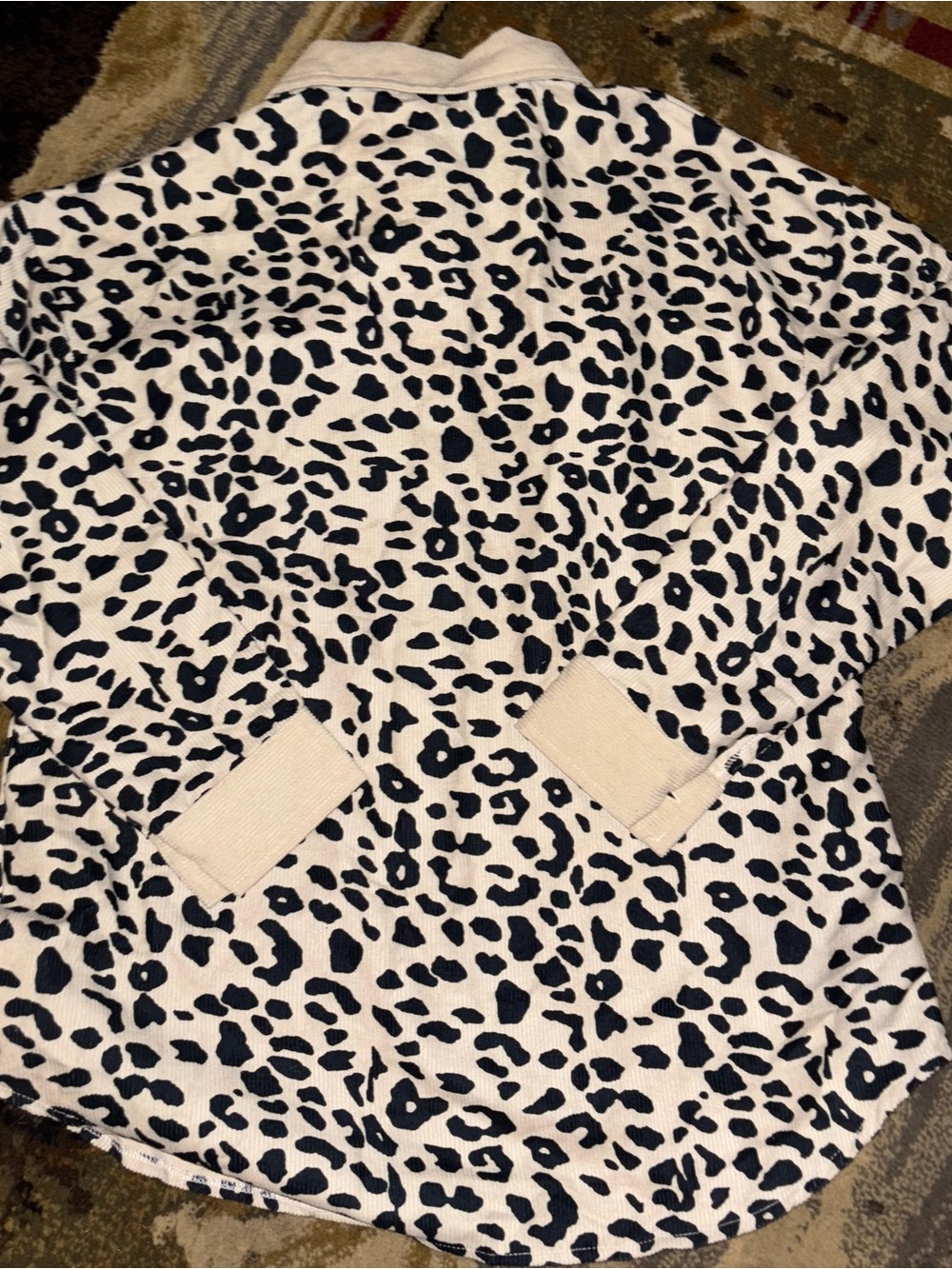 Cream Leopard-Print Button-Front Women's Blazer Shirt - Picture 5 of 7